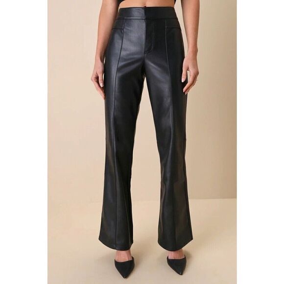 Free People We The Free Uptown High Rise Faux Leather Pant, Size 10 - Picture 2 of 11